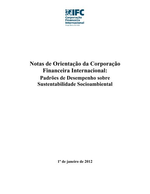 Notas de OrientaÃ§Ã£o da CorporaÃ§Ã£o Financeira Internacional: - IFC