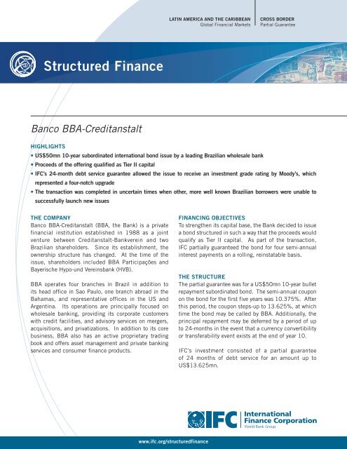 Banco BBA-Creditanstalt - IFC