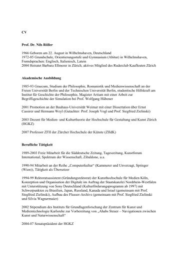 CV Prof. Dr. Nils RÃ¶ller 1966 Geboren am 22. August in ...