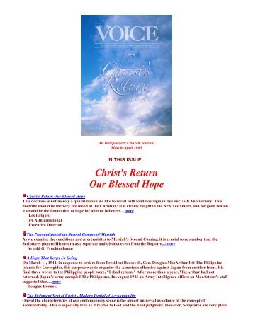 Christ's Return Our Blessed Hope - IFCA International