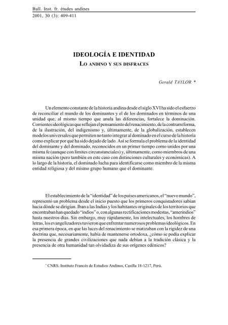 IDEOLOGÃA E IDENTIDAD - Instituto francÃ©s de estudios andinos