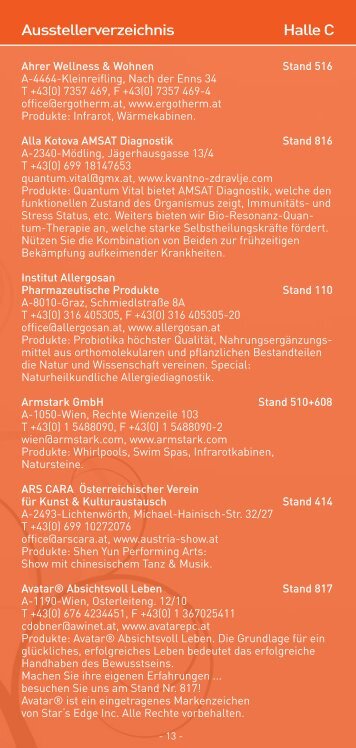Ausstellerverzeichnis Halle C - Messen CMW