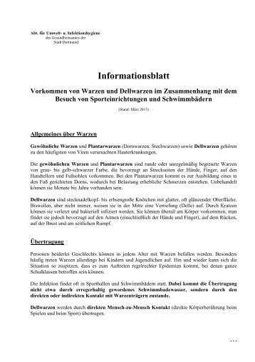 Infoblatt "Warzen" [pdf, 13 kB] - Stadt Dortmund