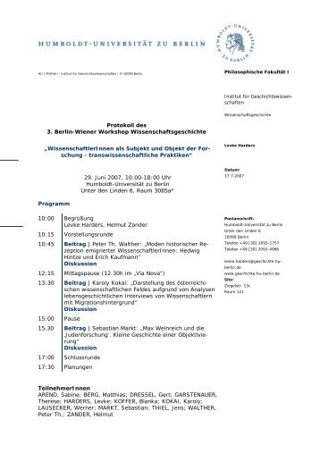 WissenschaftlerInnen als Subjekt und Objekt der Forschung