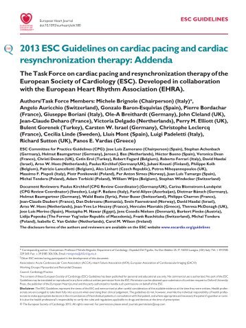 Addenda ESC Guidelines on Cardiac Pacing and CRT - European ...