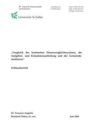 âVergleich der kantonalen Finanzausgleichssysteme, der ... - IFF