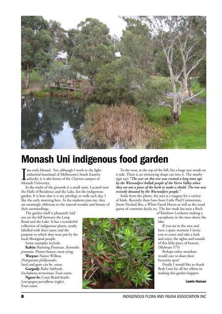July 2009 Volume 20 Two - Indigenous Flora and Fauna Association