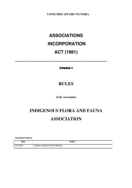 rules - Indigenous Flora and Fauna Association