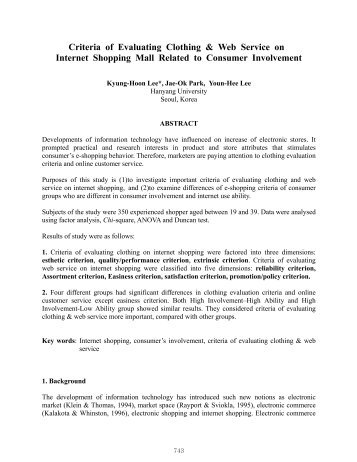 Criteria of Evaluating Clothing & Web Service on Internet Shopping ...