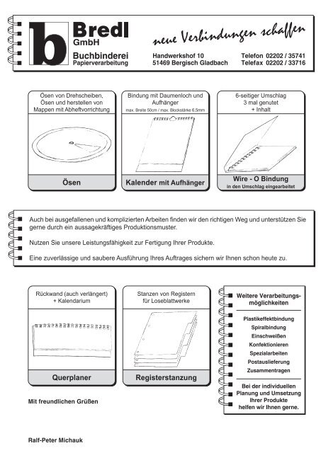 als Ratgeber helfen ... - Buchbinderei Bredl Gmbh