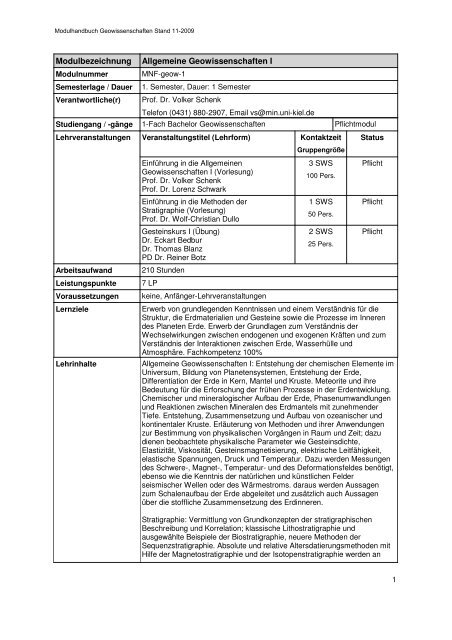 Modulhandbuch ASIIN 16-11-2009 - Institut für Geowissenschaften