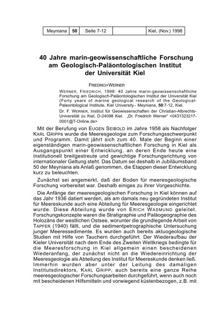 40 Jahre marin-geowissenschaftliche Forschung am Geologisch ...