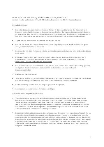 Exkursionsprotokoll Magazine