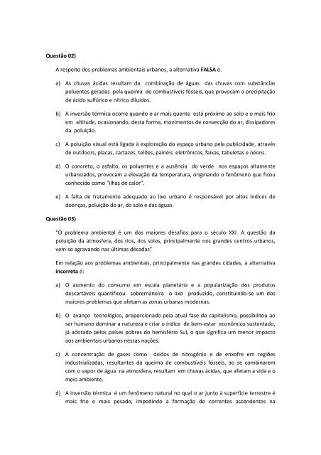 LISTA DE EXERCÃC QuestÃ£o 01) Analise os grÃ¡ficos abaixo. âA ...