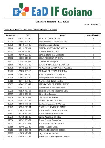 Polo Taquaral de GoiÃ¡s - AdministraÃ§Ã£o