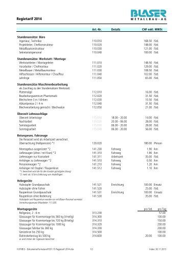 FO31.15 Regietarif 2014.xlsx - Blaser Metallbau AG