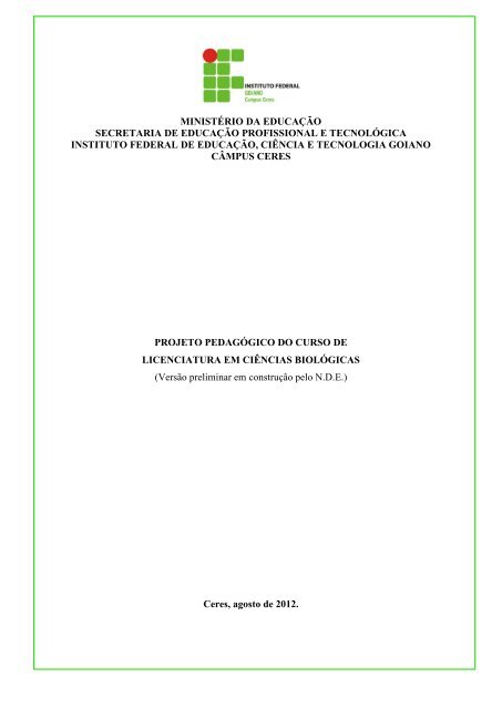 Veja o Projeto PedagÃ³gico do Curso - Instituto Federal Goiano