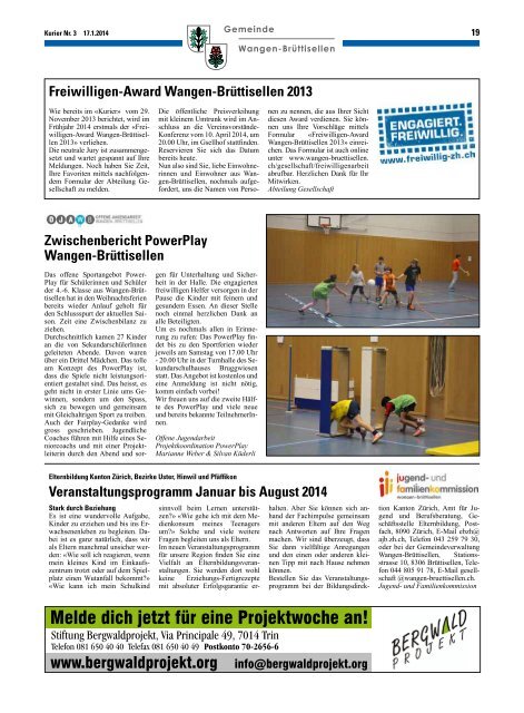 Amtliche Publikationen - Wangen-Bruettisellen - 17.01-2014