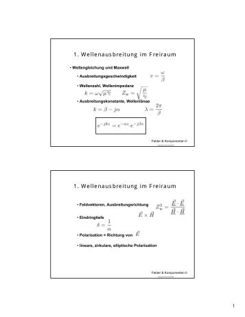 1. Wellenausbreitung im Freiraum 1. Wellenausbreitung im Freiraum