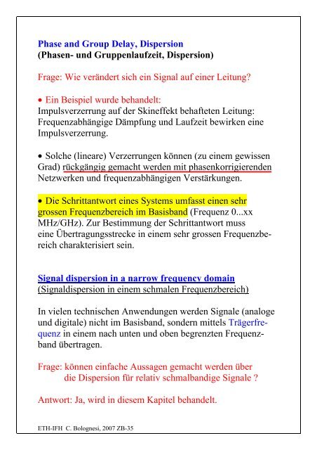 Phase and Group Delay, Dispersion (Phasen- und Gruppenlaufzeit ...