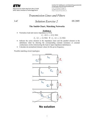 Transmission Lines and Filters Solution Exercise 2 No solution