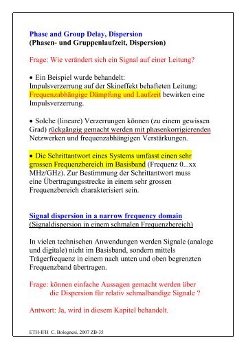 Phase and Group Delay, Dispersion (Phasen- und Gruppenlaufzeit ...