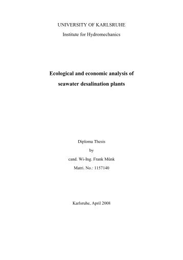 Ecological and economic analysis of seawater desalination plants - IfH