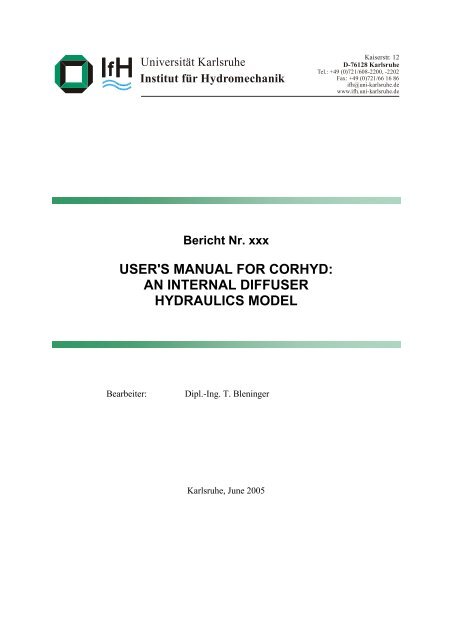 user's manual for corhyd: an internal diffuser hydraulics model - IfH