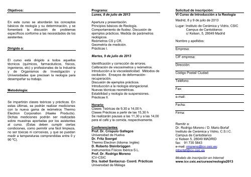 TrÃ­ptico del curso en pdf - Instituto de CerÃ¡mica y Vidrio - Consejo ...