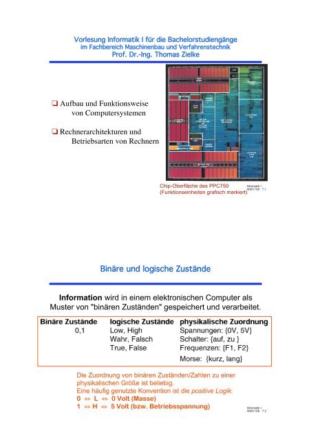 Aufbau und Funktionsweise von Computersystemen ... - Informatik