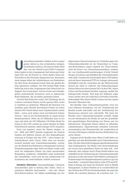 ETF-Magazin: "Tickende Bombe" (Q2 2013) - BÃ¶rse Frankfurt