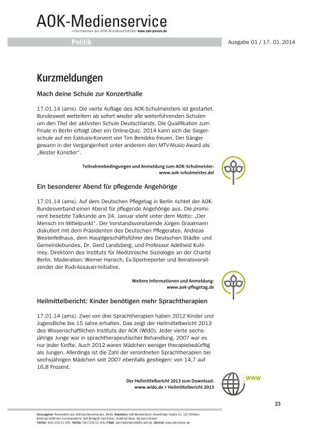 ams-Politik 01/14 - AOK-Bundesverband