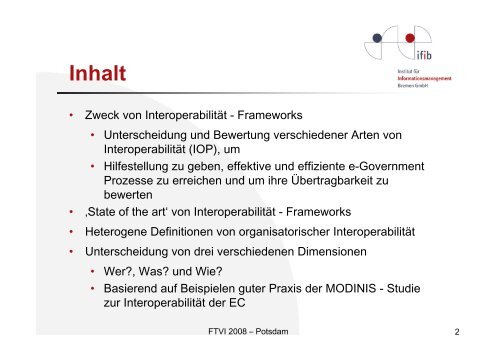 drei dimensionen organisatorischer interoperabilitÃ¤t - ifib