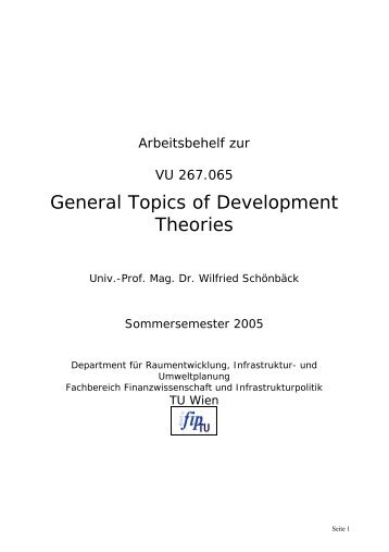 General Topics of Development Theories - IFIP - Technische ...