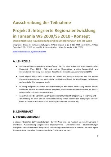 Ausschreibung der Teilnahme Projekt 3:Integrierte ... - IFIP