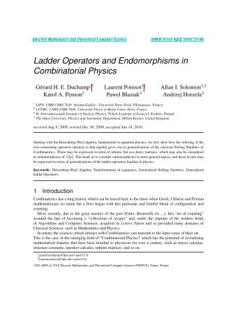 Ladder Operators and Endomorphisms in Combinatorial Physics