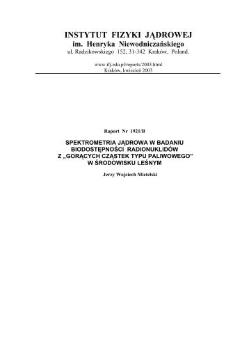 1921/B - Instytut Fizyki JÄdrowej PAN