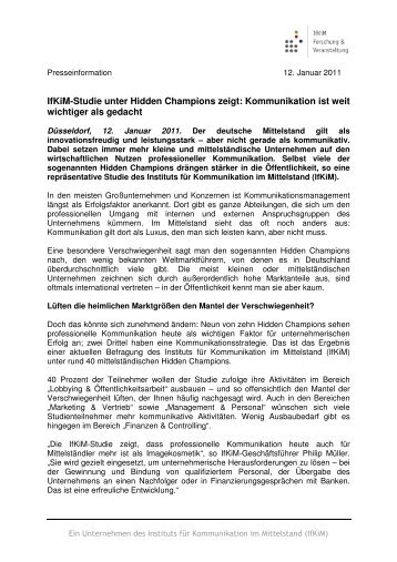 IfKiM-Studie unter Hidden Champions zeigt: Kommunikation ist weit ...