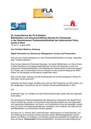 Wellems, Christine (BÃ¼rgerschaftskanzlei Hamburg) - Die IFLA in ...