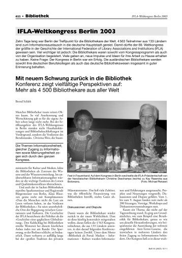 BuB 55(2003)10/11, S. 622 - Die IFLA in Deutschland