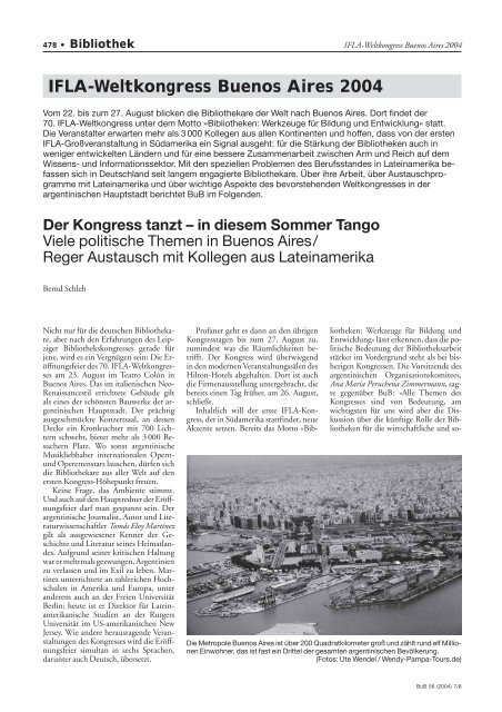 Der Kongress tanzt - in diesem Sommer Tango. - Die IFLA in ...