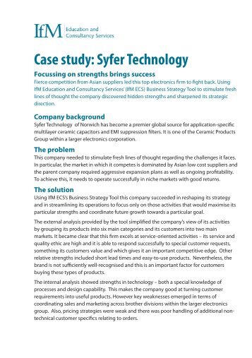 Case study: Syfer Technology - Institute for Manufacturing