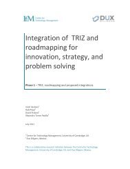 Integration of TRIZ and Roadmapping for innovation and strategy
