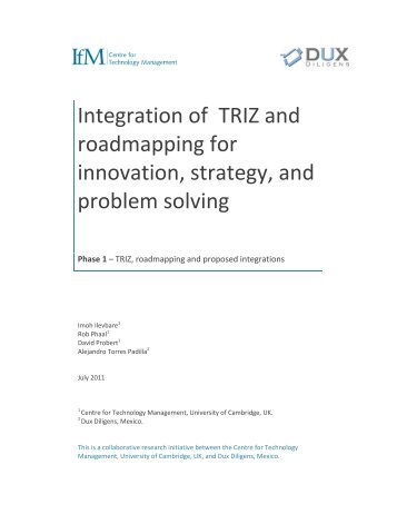 Integration of TRIZ and Roadmapping for innovation and strategy