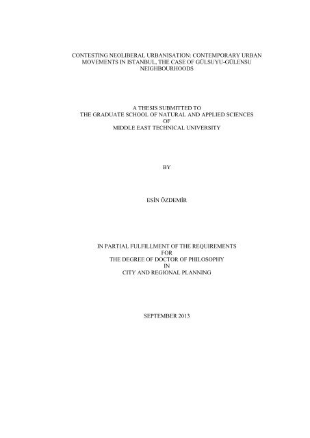 contesting neoliberal urbanisation contemporary urban movements