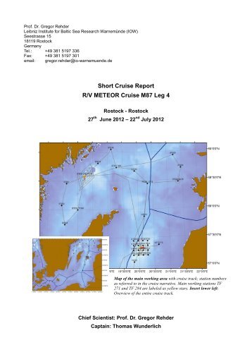 Short Cruise Report R/V METEOR Cruise M87 Leg 4 - Institute of ...