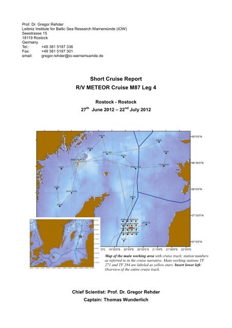 Short Cruise Report R/V METEOR Cruise M87 Leg 4 - Institute of ...