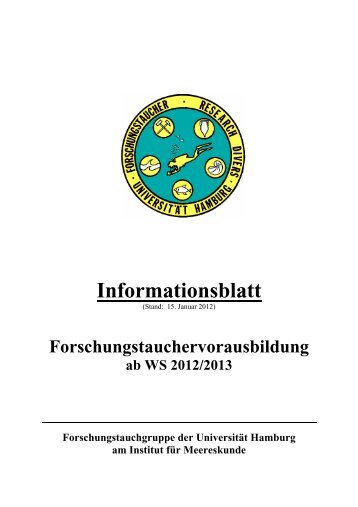 Informationsblatt zur Forschungstaucherausbildung