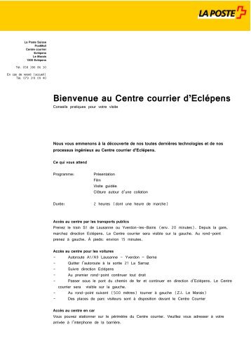 Bienvenue au Centre courrier d'EclÃ©pens