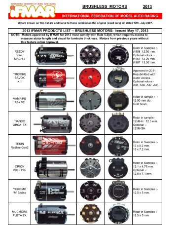 BRUSHLESS MOTORS 2013 - iFMAR